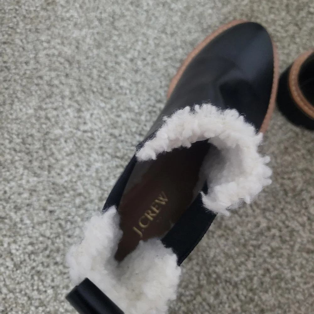 J.Crew Sherpa-lined Black Chelsea boots. NEW worn once - Picture 9 of 14